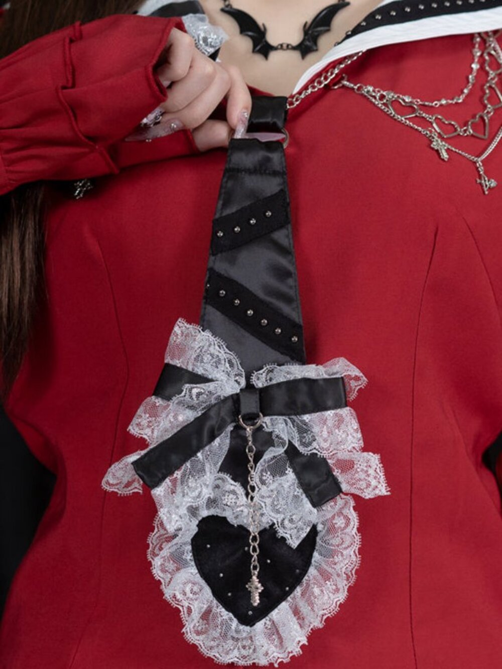 NEW ACDC Rag -Swaying Heart Dark Jirai Lace Neck Tie